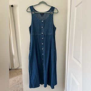Blue J Vintage Denim Sleeveless 100% Cotton Midi Maxi Dress Size Medium